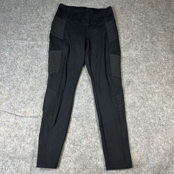 Athleta Delancey Moto Tight Womens Small Black Pockets Zip Ankle - Picture 1 of 10